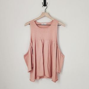 Zara Knit Mauve Cold Shoulder Flutter Sleeve Lightweight Sweater Size Small